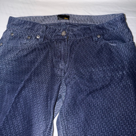 FENDI Long Jeans Blue jeans with topstitching logo print - Picture 2 of 6